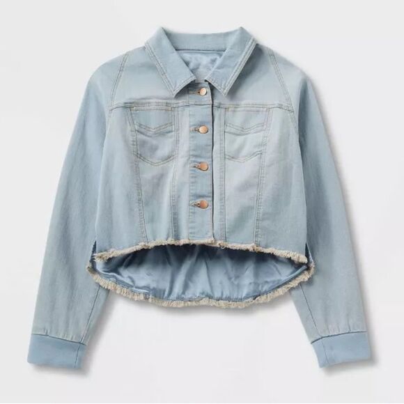 Universal Thread Jackets & Blazers - Universal Thread Light Blue Denim Jacket Frayed Hem L